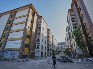 Images show abandoned belongings and mock police stations at former scam center