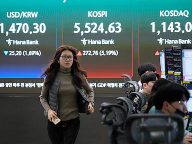 Asian shares surge, echoing rally on Wall Street as oil prices sank back to about $90